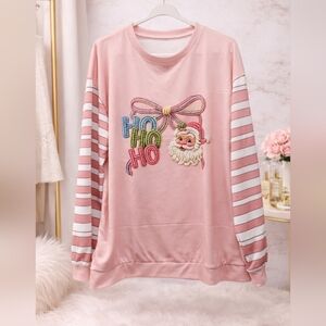 NWOT Cherry Betty XL Pink Long Sleeve Top with Santa Design